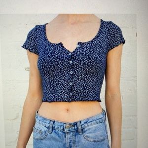 Dark blue crop top, from “brandy Melville”